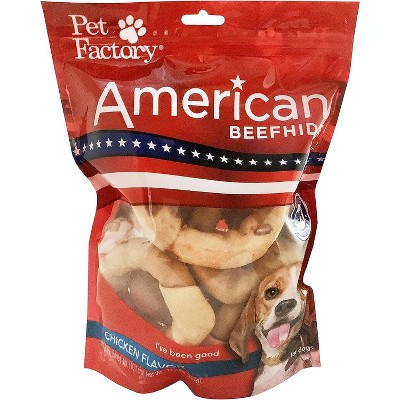 Pet Factory American Beefhide Donuts Chicken Flavored - 3", 8 Count