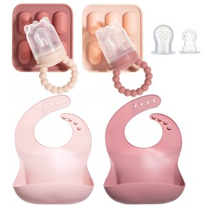Silicone Baby Fruit Feeders and Baby Bibs Set - First Stage Baby Must-Haves, Gum-Friendly, BPA-Free, Easy to Clean Feeding Accessories for Infants - 1 of 4
