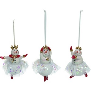 Transpac Resin Ballerina Snowman Ornament Set of 3 Christmas Home Decorations - 1 of 1