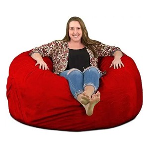Ultimate Sack 5ft Bean Bag Chair, Oversized Comfortable Indoor Floor Lounger, Giant Foam-Filled Furniture for Relaxing, Red Suede - 1 of 4