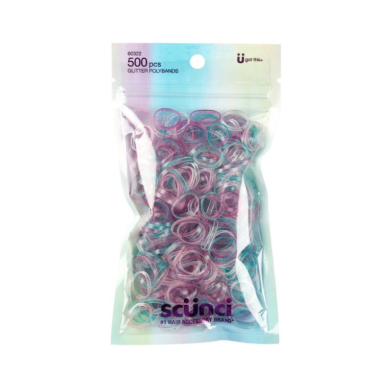 sc&#252;nci Glitter Polyband Elastics Hair Ties - Assorted Colors - 500pcs, 1 of 6