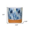HomeRoots Set of Three Blue Terra Cotta And White Ceramic 1 Ounce Geometric Round Pot Planters - 3 of 4