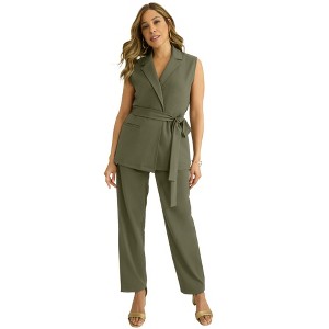 Jessica London Belted Crepe Vest Set - 1 of 4