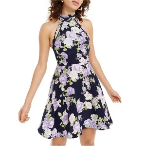 B. DARLIN Womens Floral Halter Fit & Flare Dress - 1 of 1