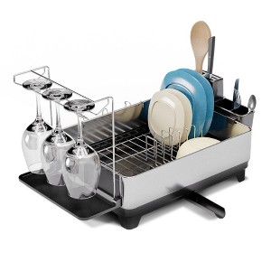 Home Zone Living Stainless Steel Dish Drying Rack with Drain Pipe and Utensil Caddies, 1-Tier - 1 of 4