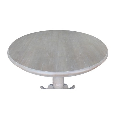36" Round Gray Taupe Wood Pedestal Dining Table