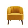 Velvet Upholstered Barrel Accent Chair with Curved Tufted Back, Square Arms and Rubberwood Legs - 3 of 4