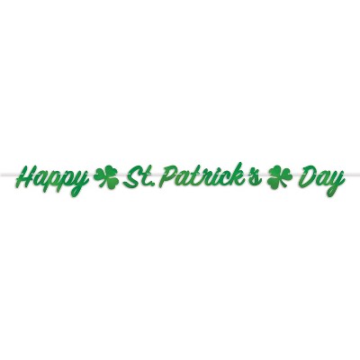 Beistle Foil Happy St Patrick's Day Streamer, 7.25" x 7', (2/Pkg) Multicolored