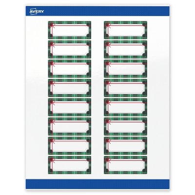 Avery Labels, 1" x 2-5/8", Silver-Green Plaid, Glossy, 160ct
