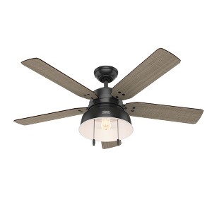 Hunter 52" Mill Valley Lighted Ceiling Fan Matte Black with Walnut Blades, Integrated LED, Damp Rated for Indoor/Outdoor Use - 1 of 1