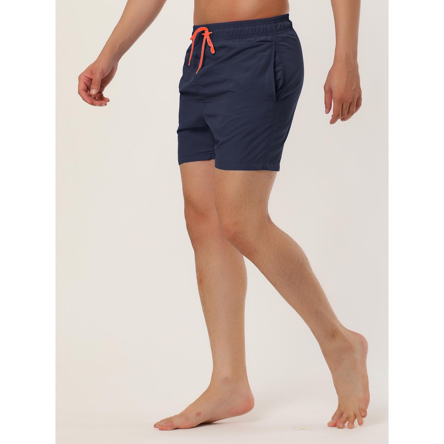 Мужские шорты Lars Amadeus Summer Beach Solid Color Mesh Lining Drawstring Waist Swim Shorts 30 Dark Blue, цвет: Тёмно-синий — фото 2