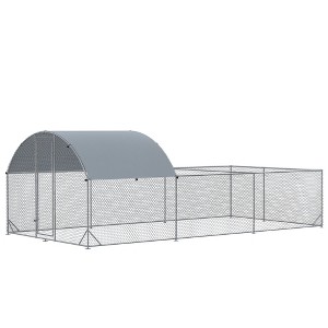 PawHut Large Metal Chicken Coop, Walk-In Chicken Coop Run, Big Chicken House Chicken Cage Outdoor Chicken Coop - 1 of 4
