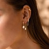 14K Gold Plated Pearl Dangle Hoops - Hypoallergenic Small Drop Chain Earrings for Multiple Piercing - 2 of 4