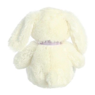 Aurora 10.5 Inch White Plush Bunny with Lavender Bow