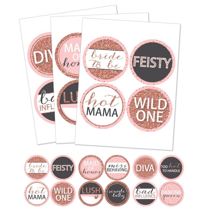 Big Dot of Happiness Bride Squad - Rose Gold Bridal Shower or Bachelorette Party Funny Name Tags - Party Badges Sticker Set of 12, 2 of 7