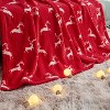 Lomsoe Christmas Home Decor Red Flannel Throw Blanket with Reindeer Print, Super Soft Cozy Throw Blankets for Home Sofa Couch - 4 of 4