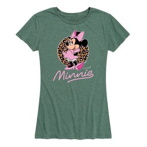 Women's - Disney - Minnie Mouse Leopard Print Silhouette Short Sleeve Graphic T-Shirt - 1 of 4