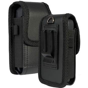 Nakedcellphone Pouch Case with Belt Clip, Universal for Thick Flip Phones - Black