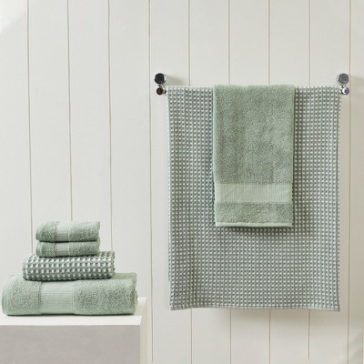 Green Cotton Jacquard Hand and Washcloth Set