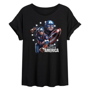Women's - Marvel - Captain America Collage Oversized Graphic T-Shirt - 1 of 4