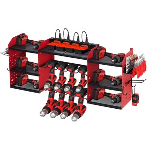 Power Tool Organizer,Drill Holder Wall Mount, Heavy Duty 4-Layer Drill Storage Shelf Loads 400Lbs,8 Drill Holders and Drill Bit Rack,Utility Storage - 1 of 4