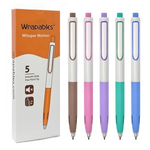 Wrapables Whisper Motion Silent Retractable Gel Pen Set (5 Pack), 0.5mm Fine Point, for Home, Office, Work - 1 of 4