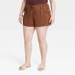 Women's Mid-Rise Cargo Satin Shorts - A New Day™