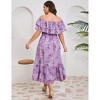 Women Plus Size Off Shoulder Maxi Dress Ruffle Flowy Summer Casual Boho Long Dresses - 4 of 4