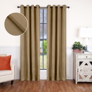 Classic Linen Design Room Darkening Semi-Blackout Curtains, Set of 2 by Blue Nile Mills - 1 of 4