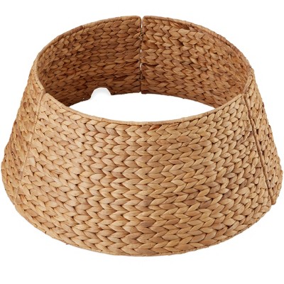 Best Choice Products 24in Woven Hyacinth Christmas Tree Collar, Tree Skirt Accessory w/ Cord Cut-Out
