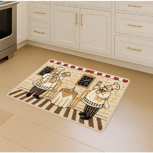 Home Mart Goods Beige Chef Washable Kitchen Mat With Non-Slip Backing - 17"x24" - 1 of 4