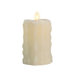 LumiPur 3.5"x5" Signature Natural Glow Halloween Flameless LED Wax Drip Pillar Candle White - 1 of 4
