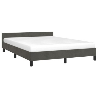 vidaXL Bed Frame with Headboard, Dark Gray, 59.8"x79.9" Queen Velvet