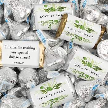 116 Pcs Wedding Candy Favors Hershey's Miniatures & Kisses by Just Candy (1.5 lbs) - Botanical