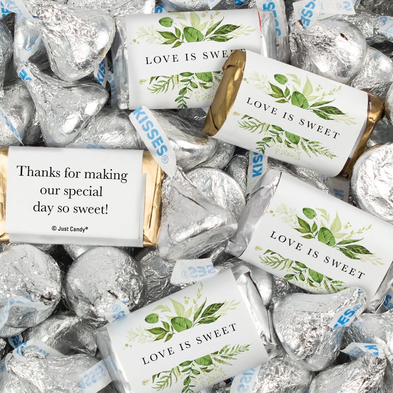 116 Pcs Wedding Candy Favors Hershey's Miniatures & Kisses by Just Candy (1.5 lbs) - Botanical, 1 of 3