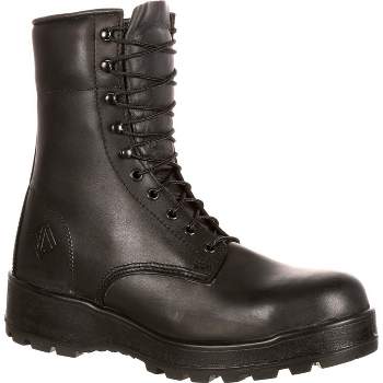 Lehigh Safety Shoes Men's Black Steel Toe Work Boot, Size 10.5(Wide)