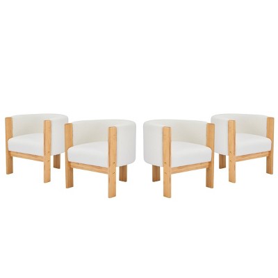 Upholstered Dining Armchairs with Wooden Frame, Modern Boucle Fabric Accent Chairs for Dining Room or Living Room-Koiai