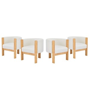 Upholstered Dining Armchairs with Wooden Frame, Modern Boucle Fabric Accent Chairs for Dining Room or Living Room-Koiai - 1 of 4