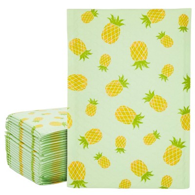 Stockroom 25 Pack Self-Adhesive Pineapple Poly Bubble Mailers, 8.5x12 In Padded Envelopes