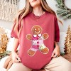 Gingerbread Polka Dot Patchwork Print - Women's Garment Dyed Graphic T-Shirt - 3 of 4