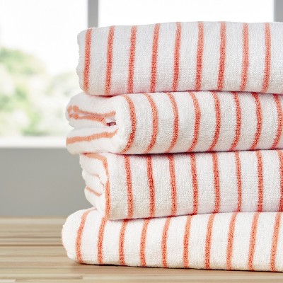 Cabana Stripe 100% Cotton Pool and Beach Towels - Pack of 2 or 4 - Oversized, Absorbent, Quick-Dry Towels - Becky Cameron