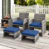 Tangkula 2 Pieces Patio PE Rattan Ottomans with Soft Zippered Cushions for Deck Frame - 4 of 4