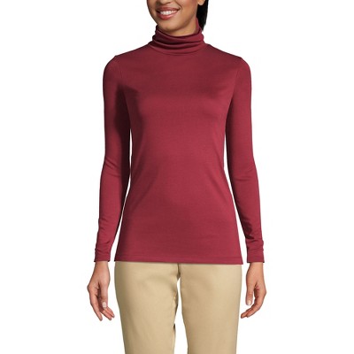 Lands End Women s Supima Cotton Long Sleeve Turtleneck Large Rich Burgundy Target