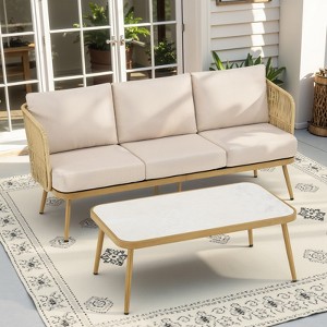 Outdoor Patio Furniture Set All Weather Wicker Conversation Set - 1 of 4