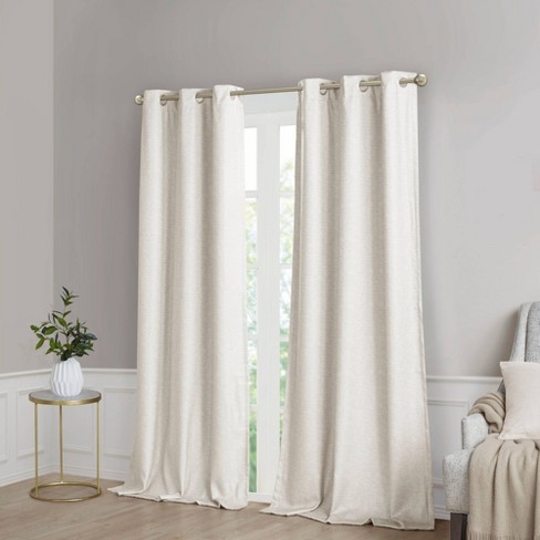 Gray Embroidered Cotton Grommet Top Curtains Set of 2 - World Market