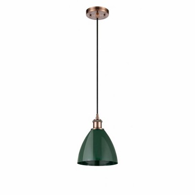 Plymouth Dome - 1 Light Cord Hung Mini Pendant In Industrial Style-11.25 Inches Tall and 7.5 Inches Wide