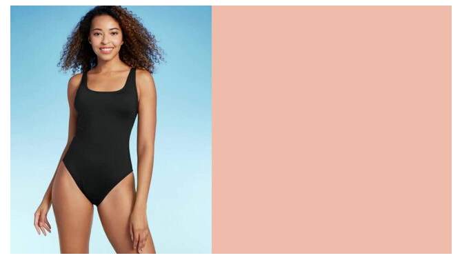 Women&#39;s Shaping Square Neck One Piece Swimsuit - Shade &#38; Shore&#8482;, 2 of 6, play video