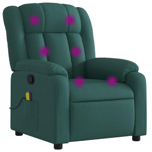 vidaXL Dark Green Fabric Massage Recliner Chair - Manual Reclining Armchair with Vibration Massage, Side Pocket for Living Room - 1 of 4