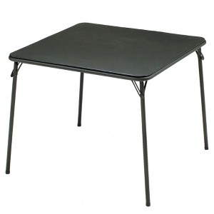MECO 084U49.801 Sudden Comfort Indoor/Outdoor 34" x 34" Square Steel Metal Folding Dining Card Table, Black - 1 of 3