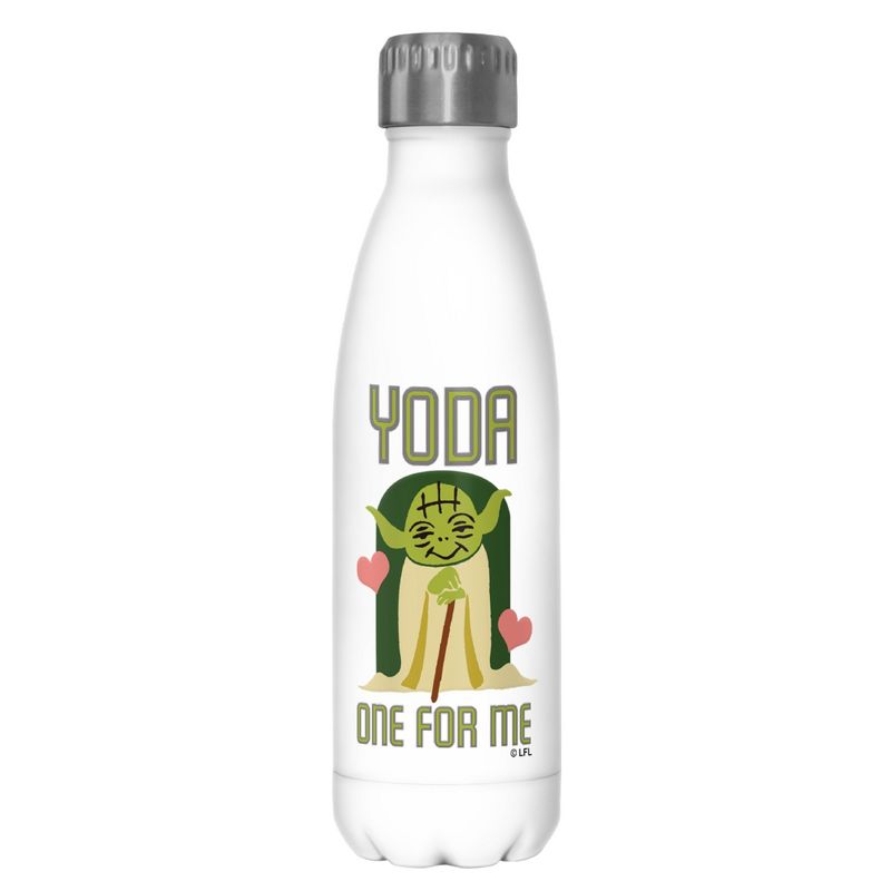 Star Wars Valentine's Day Yoda One For Me Stainless Steel Water Bottle, 1 of 3